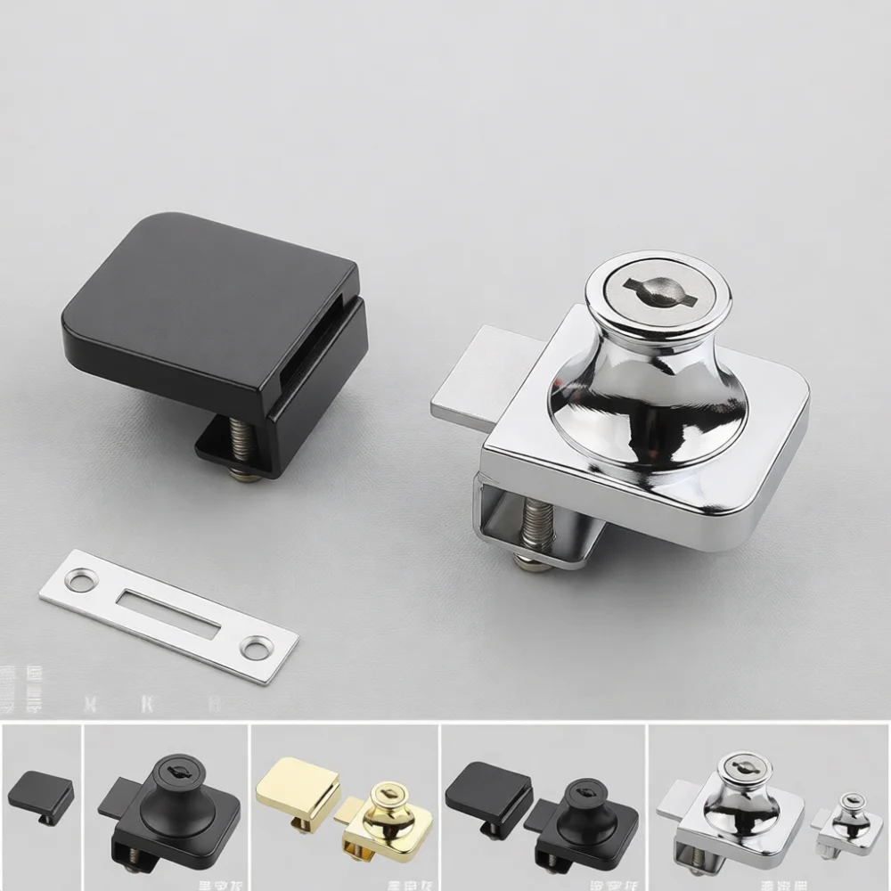 Drill Free Sliding Glass Door Lock Modern Stainless Steel Security Latch For Cabinet Showcase Drawer Protection