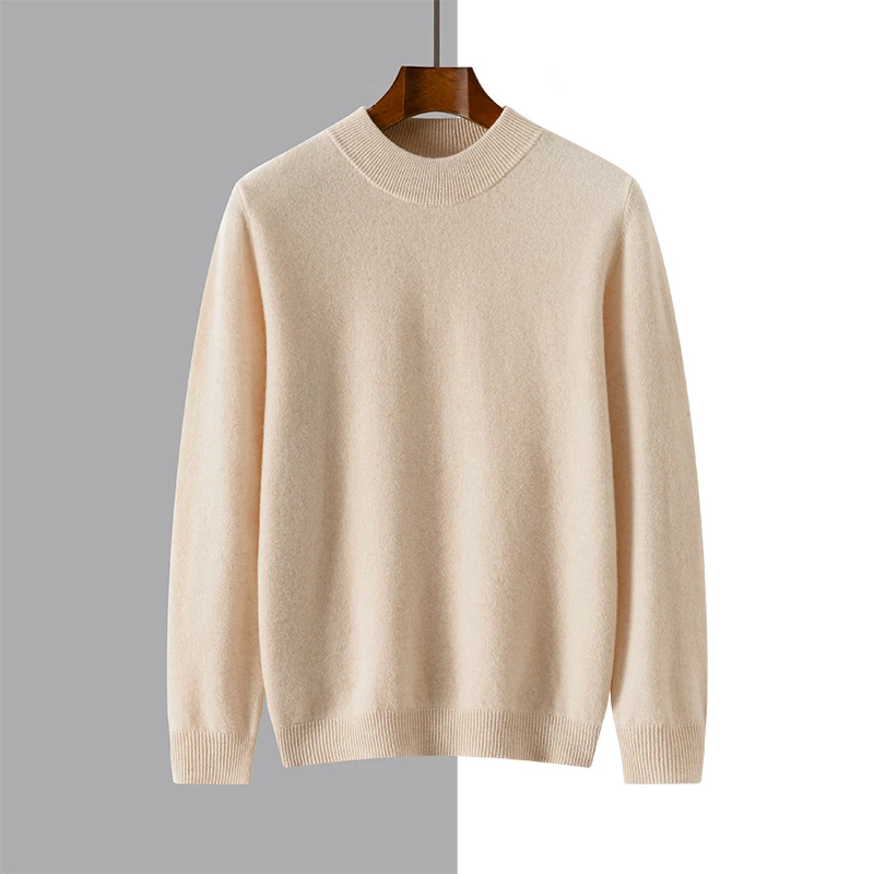 Men Knitted Half height Neck Pullover Australian Wool Sweater Thick style Long Sleeves Warmth Anti-pilling High quality Tops