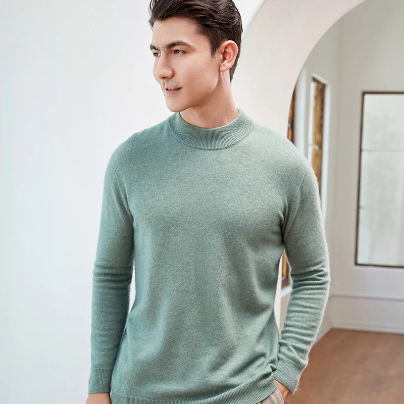 

Men's O-Neck Jumper 100% Pure Wool Knit Sweater New Autumn and Winter Business Casual Cashmere Sweater Loose Large Size Pullover