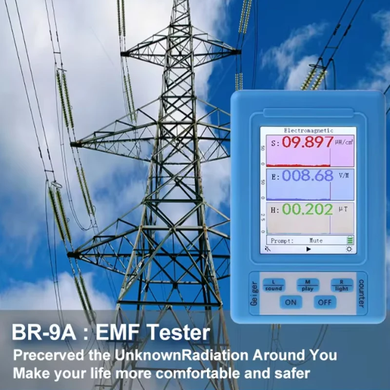 Przenośny detektor promieniowania elektromagnetycznego Miernik EMF Wysoka dokładność Profesjonalny tester dozymetru promieniowania BR-9A