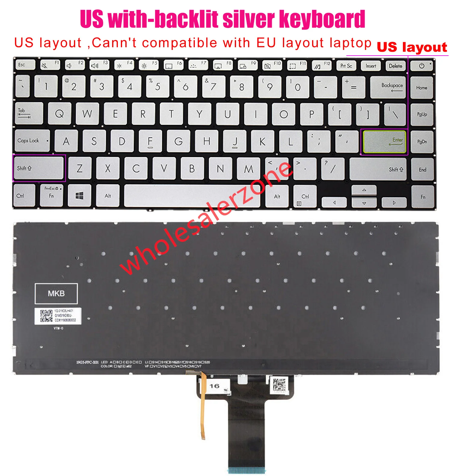 New US Keyboard For Asus Vivobook X421 X421E X421IA X421EQY X421F X421FAY X421J X421JQ X421JPY,M433 M433I,E410 E410M laptop