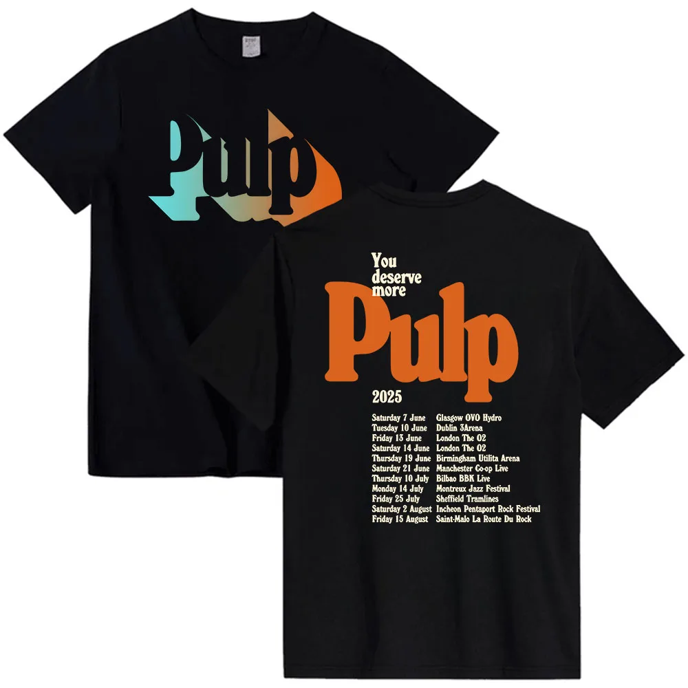 

More 2025 Tour T-Shirt Black Pulp Rock Band Live Date Tshirts Summer Short Sleeve Cotton T Shirt for Male Hip Hop Grunge Men Tee