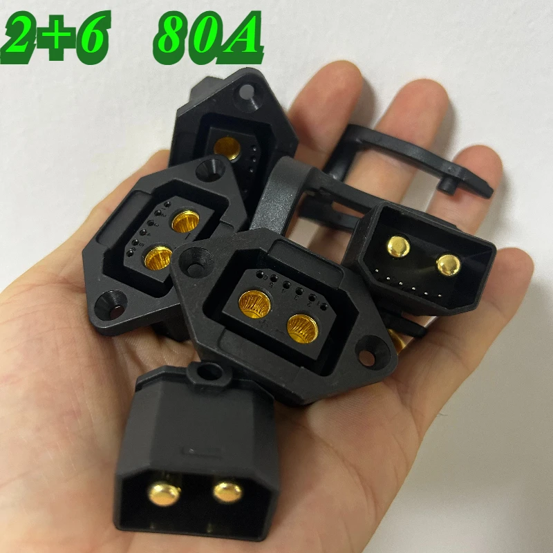80A Charging Power Plug Socket 2+6 High Current Electric Vehicle Lithium Battery Connector E-bike Male Female 8Pin Connectors