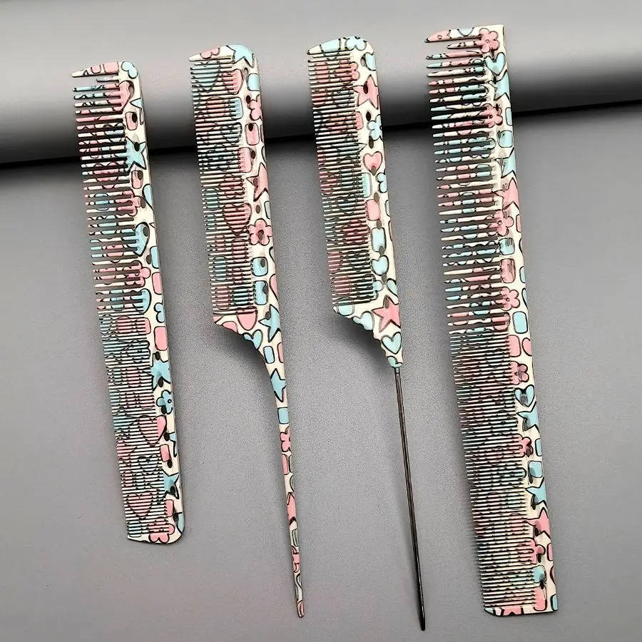 2026 New Style Cute Print Hair Cutting Comb Sharp Tailed Combs Hairsalon Hairdresser Haircut Hairbrush Pro Hair Styling Tools