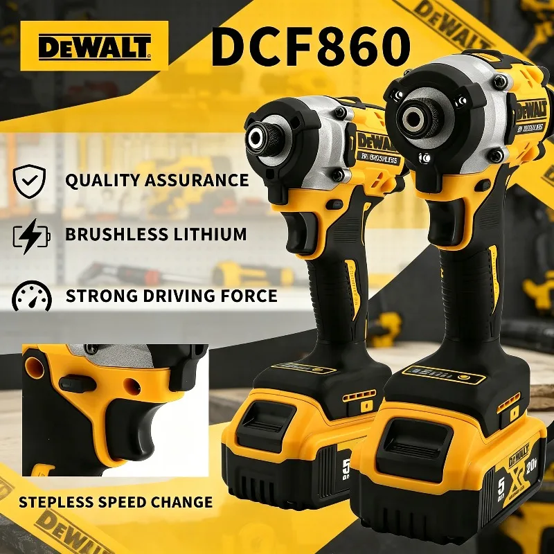 

Бесщеточная ударная дрель-шуруповерт DeWalt DCF860 20В с регулируемой скоростью и литиевой батареей для деревообработки, DIY и домашнего использования