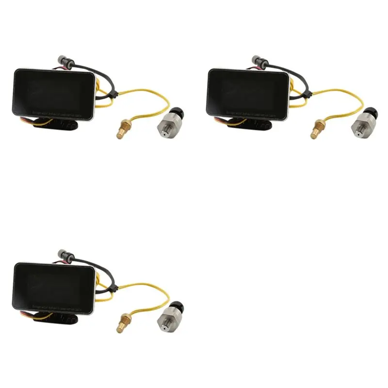 AB56-3X 3 In1 LCD Car Digital Gauge Voltmeter/Oil Pressure/Water Temp 12-24V Universal