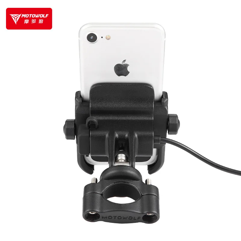 Motowolf Elektrische Fiets Generieke Aluminium Standaard Beugel Usb 12-24vcharging Motorfiets Schokbestendig Stuurstandaard