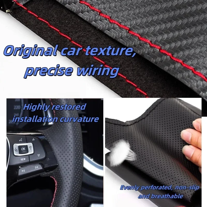 Car Steering Wheel Carbon Fiber Leather Suede Hand-Sewn For Xiaomi SU7 YU7 Car Interior Accessories 3