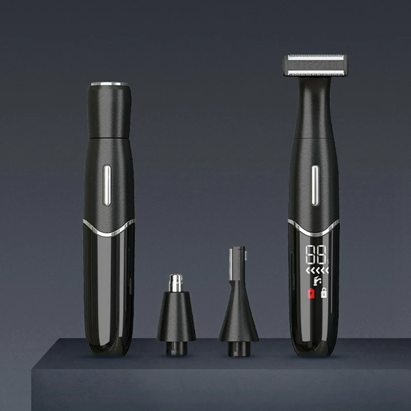 ماكينة تشذيب الحواجب الكهربائية 4 في 1 قابلة لإعادة الشحن، ماكينة إزالة شعر الوجه باللون الأسود للنساء، ماكينة حلاقة صغيرة غير مؤلمة