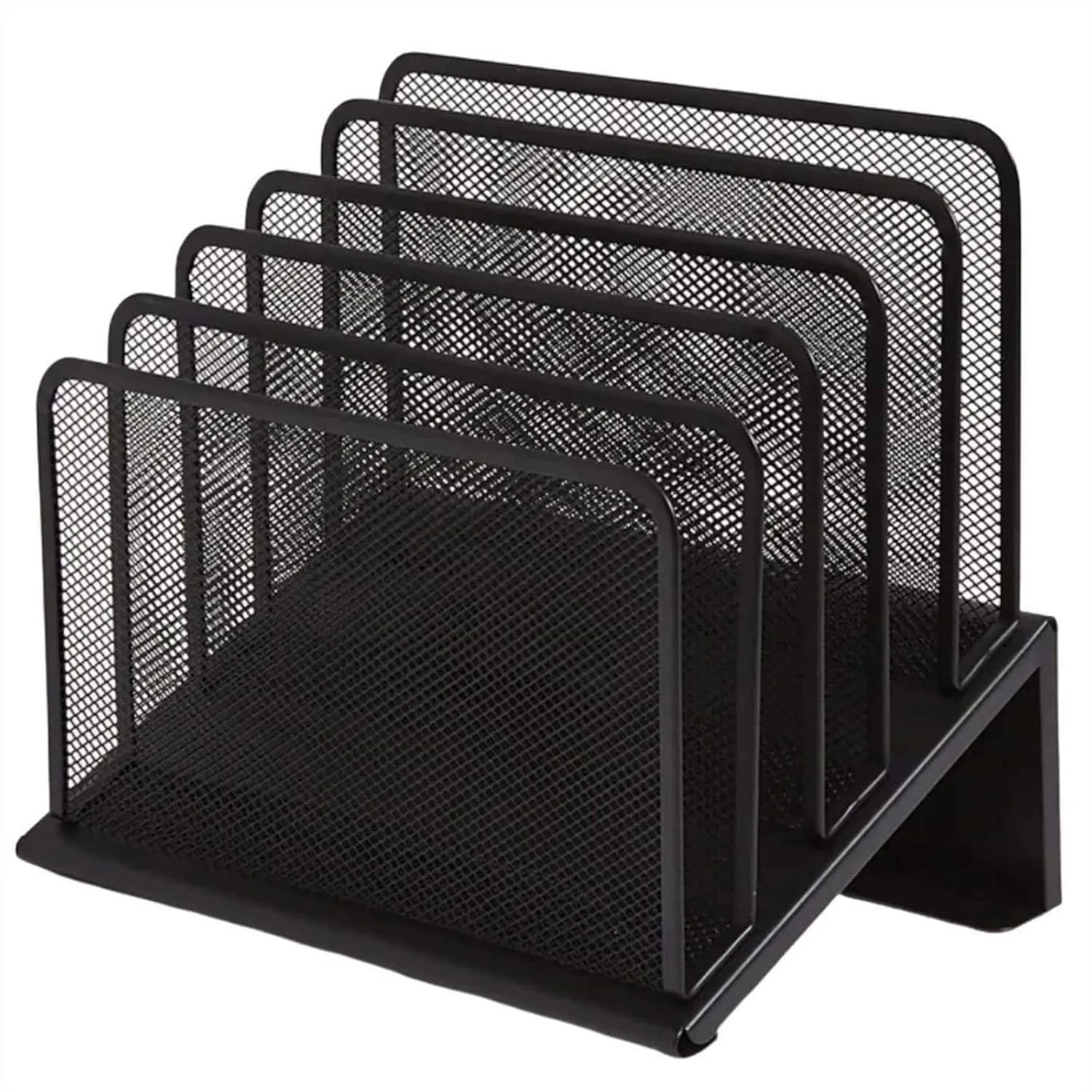 

Metal Mesh File Organizer 5 Section Incline Sorter for Desktop, Black Wire Mesh Desk File Sorter