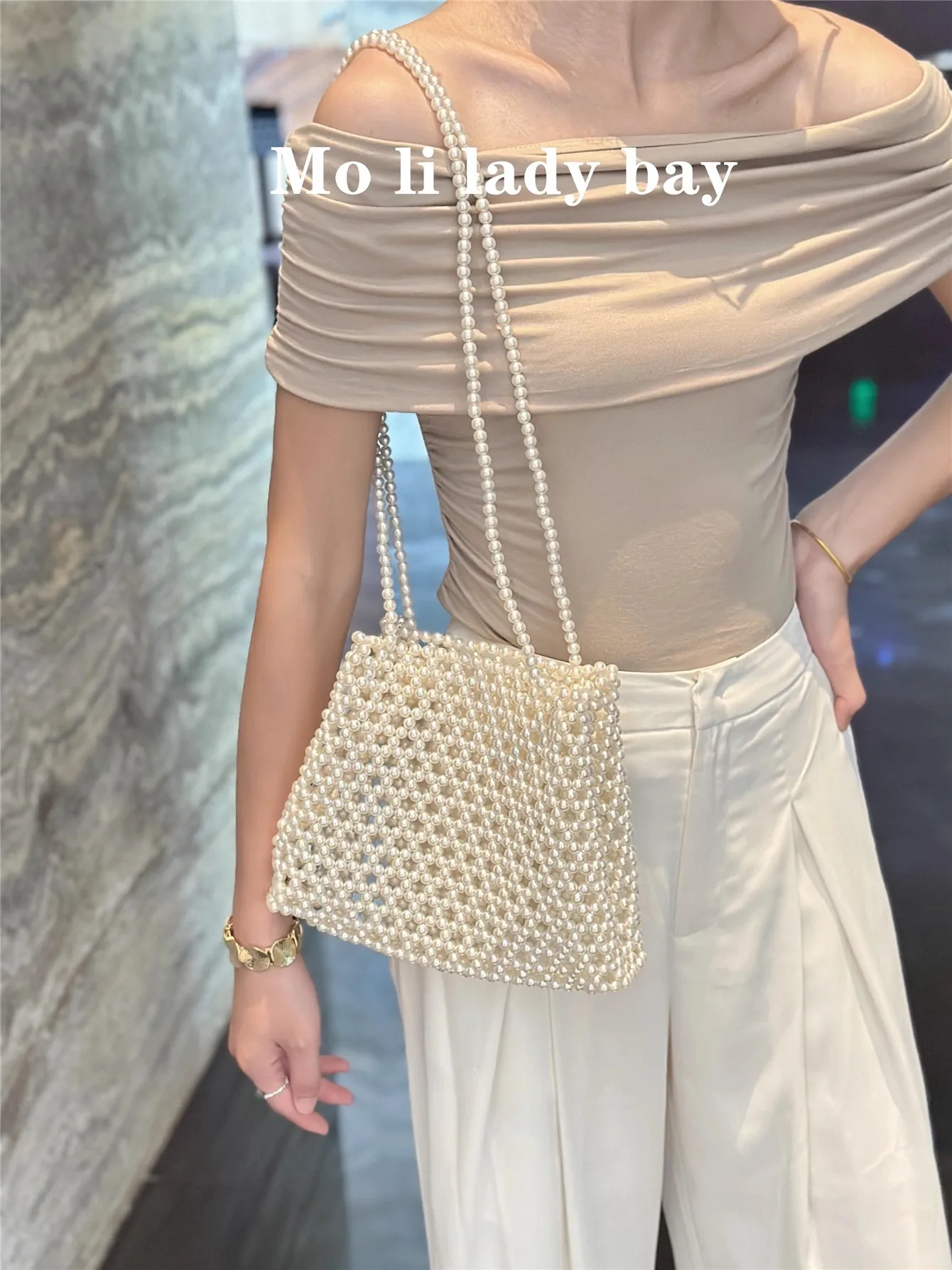 

Fashion Beads Beaded Woven Handmade Square Bag Pearl Beading Women Handbag Luxury Clutch Purse Female Shoulder Crossbody Bag