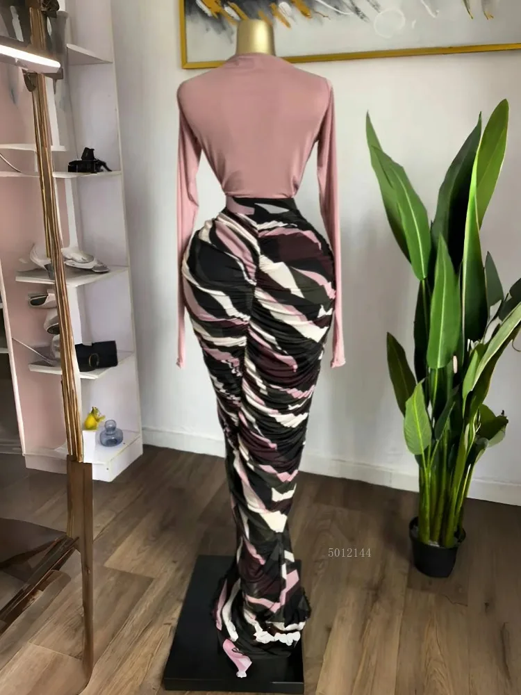 2026 mujeres Tie Dye rayas Patchwork apilado acanalado ceñido al cuerpo Midi Maxi vestido largo Otoño Invierno educación vacaciones vestidos de graduación