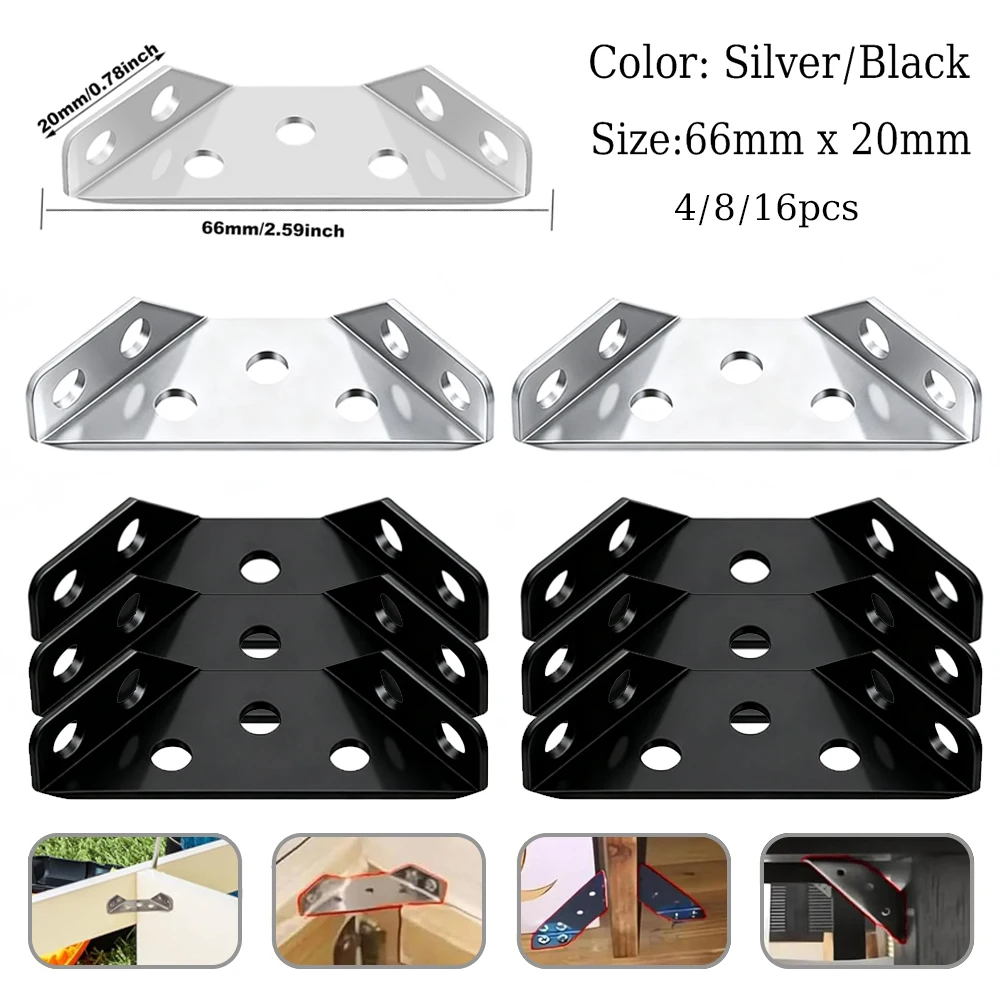 ตัวเชื่อมต่อมุมเฟอร์นิเจอร์อเนกประสงค์ 4/8/16 ชิ้น ทำจากสแตนเลส สำหรับตู้ ชั้นวางของ รองรับมุม ตัวยึดแบบคงที่