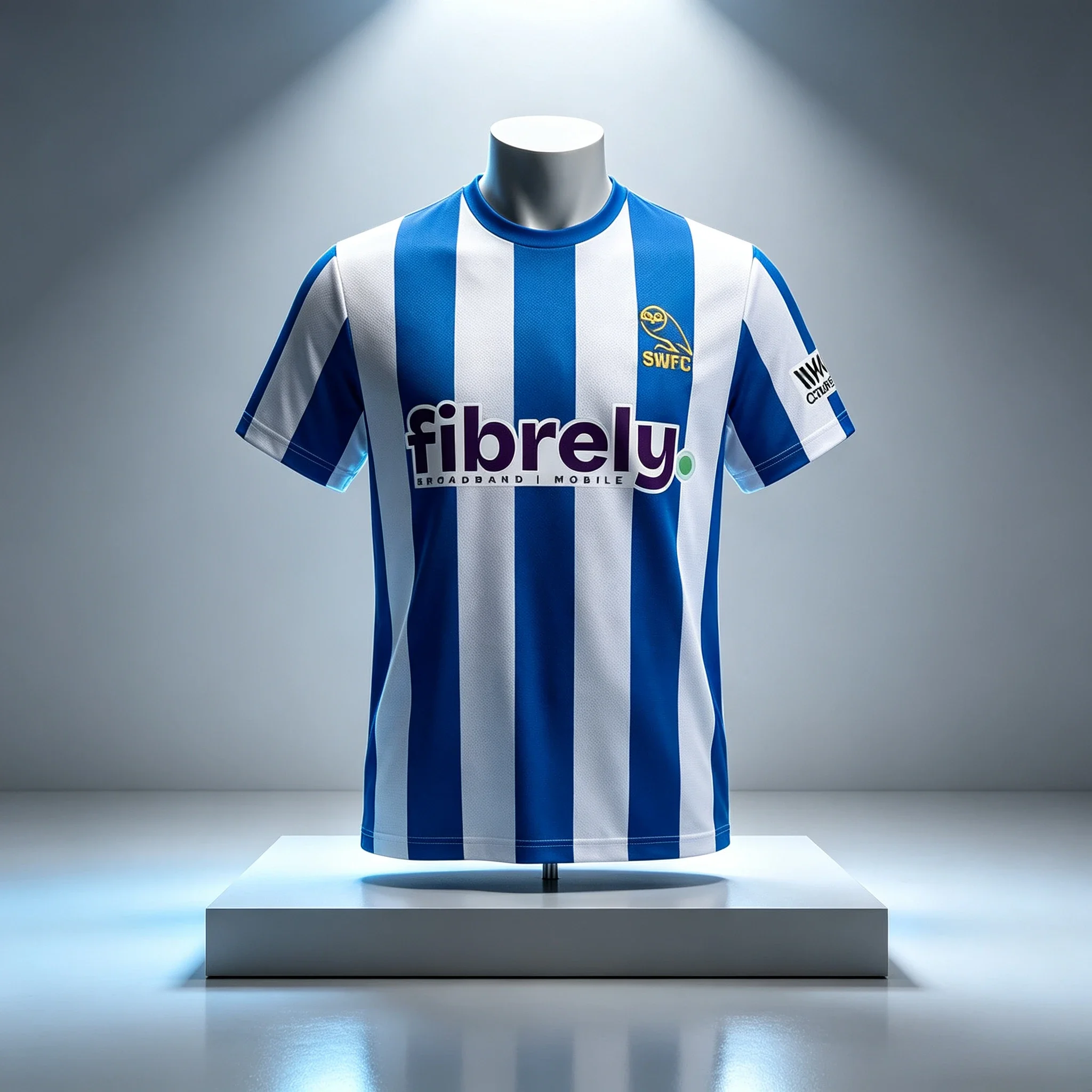 26 Wednesday SWFC Football Jersey Unisex Blue‑White Striped Short‑Sleeve Training T‑Shirt Quick‑Dry Summer Sports Tops For Men