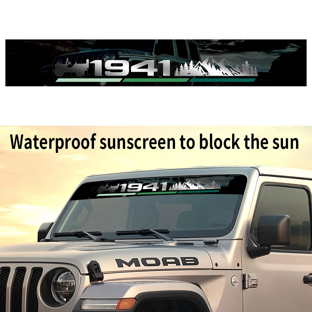 3D Car Sunshade Stickers Car Front Windshield Stickers Waterproof Decal For Jeep Wrangle Grand Cherokee Wagoneer Renegade