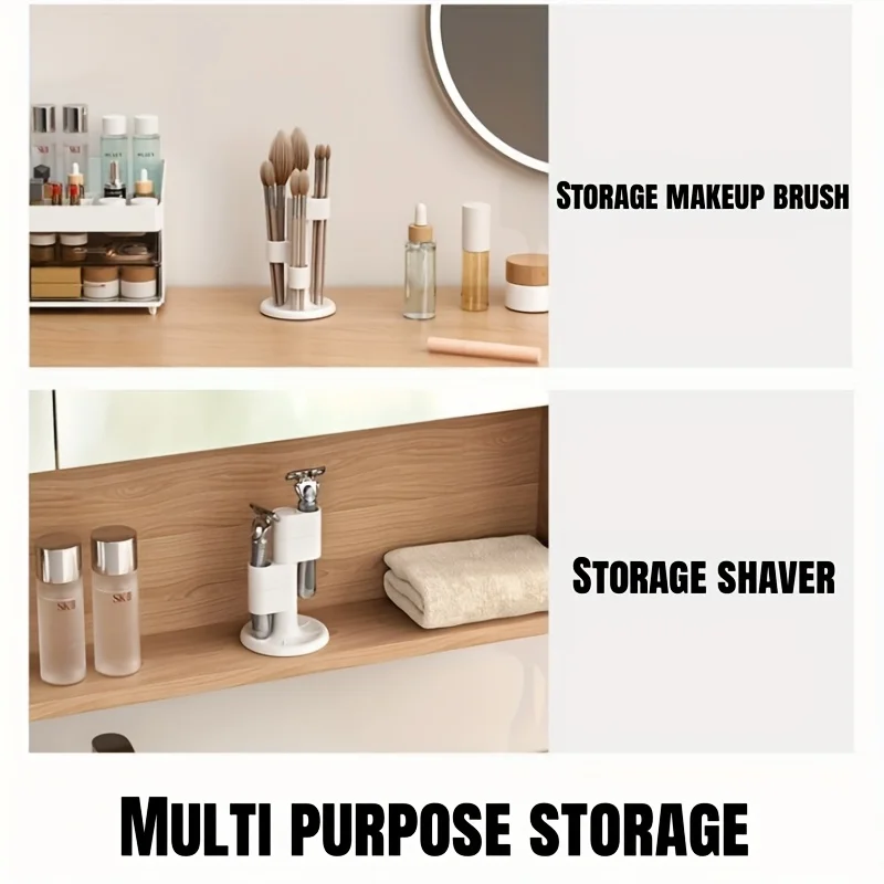 ชั้นวางดินสอและปากกาแบบตั้งโต๊ะสีขาวที่สามารถหมุนได้ 360 องศา สามารถใส่ปากกาได้ 4 ด้าม จัดระเบียบและจัดเก็บบนโต๊ะทำงานในสำนักงาน