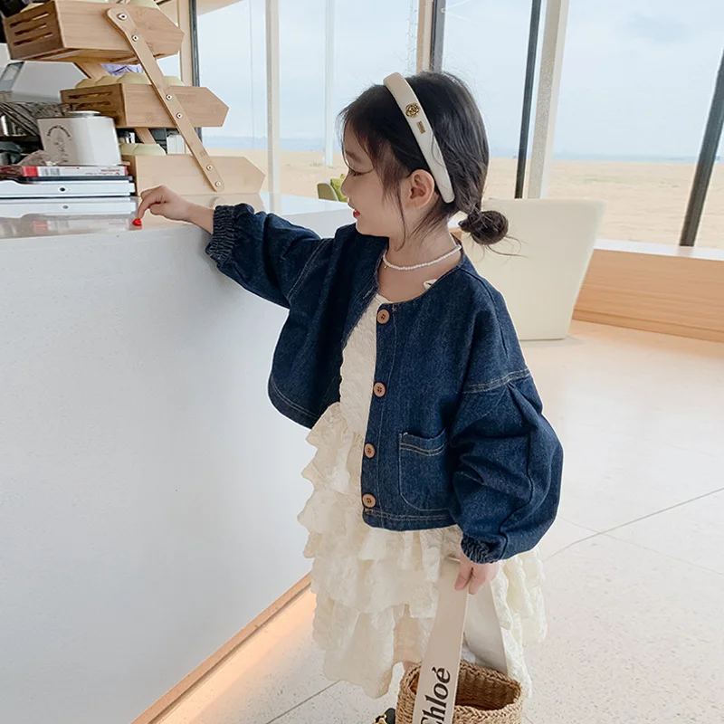 

Весенне-осенний хлопковый спортивный костюм, школьные костюмы, пляжная детская одежда, пальто для девочек + платье, детские костюмы, 2 шт./компл., хлопок, 2025 г., повседневный