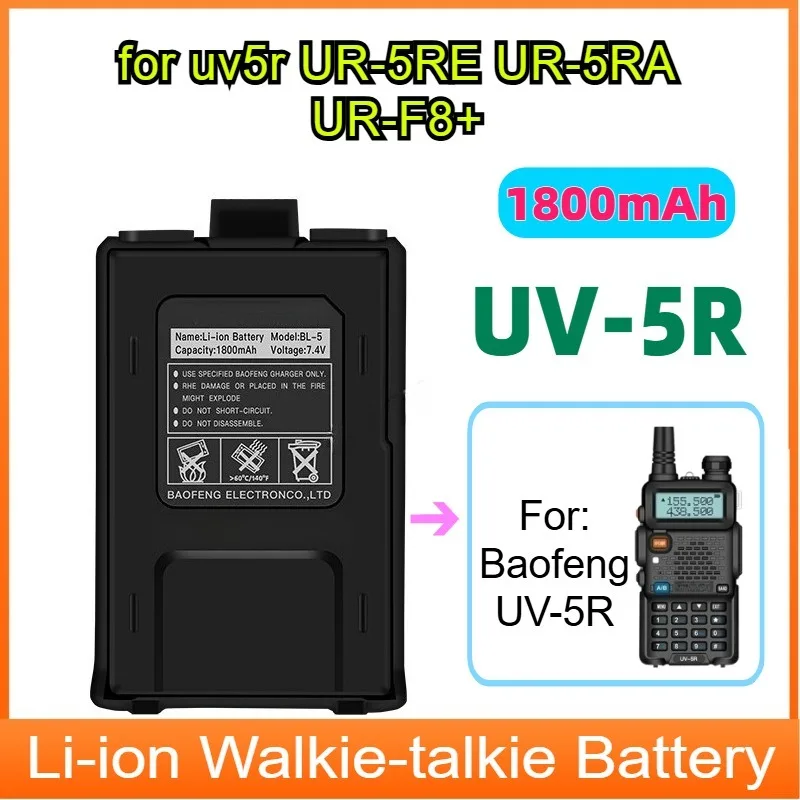 

For Baofeng Rechargeable Battery UV-5R 7.4V 1800mAh Uv5r UR-5RE UR-5RA UR-F8+ Walkie Talkie Interphone Batteria