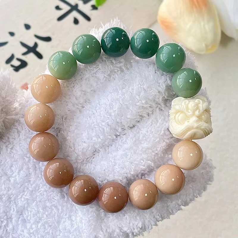 Bodhi Root Chalcedony Lotus Charm Natural Jade Stone Beaded Bracelets for Women Prayer Energy Buddha Beads Jewelry Accessories