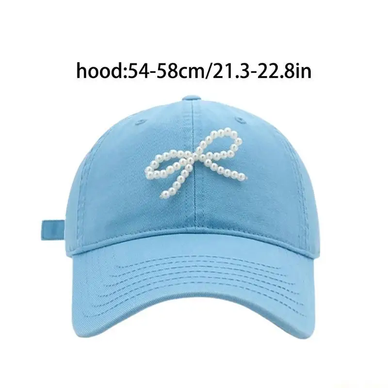 31BF Girl Adjustable Baseball Hat Pearl Bow Sports Hat for Summer Spring