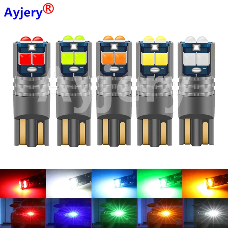 

AYJERY 10 PCS T10 Canbus LED W5W LED Bulb 3030 6 SMD 168 194 5W5 Car Clearance Lights Reading Lamp Auto 12V No Error White Blue