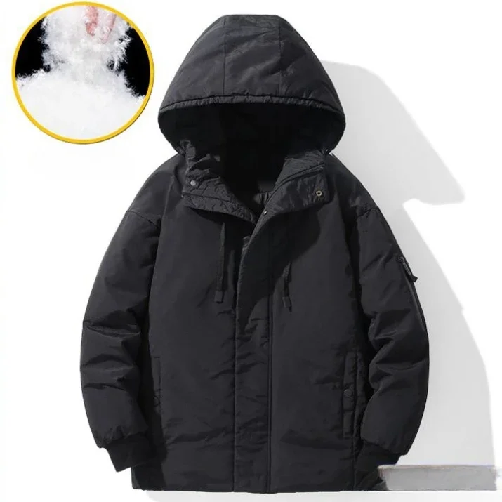 الشتاء الرجال الأبيض بطة أسفل عمال سترة في الهواء الطلق معطف غير رسمي المألوف مقاومة البرد الدافئة مقنعين أسفل معطف الرجال سترات #1