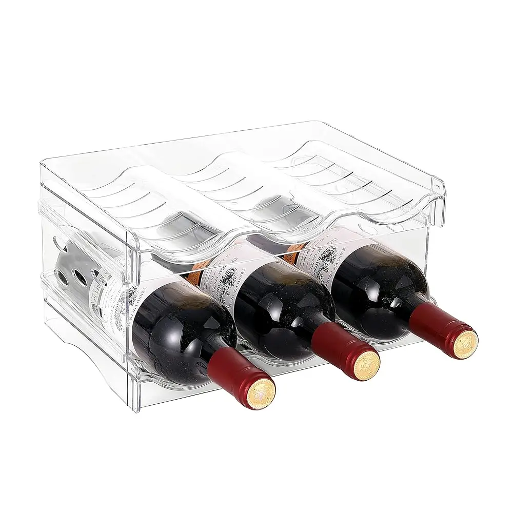 

Plastic Stackable Bottle Storage Holder Rack,Free-Standing Water Bottle/Wine And Drink Organizer Shelf For Kitchen