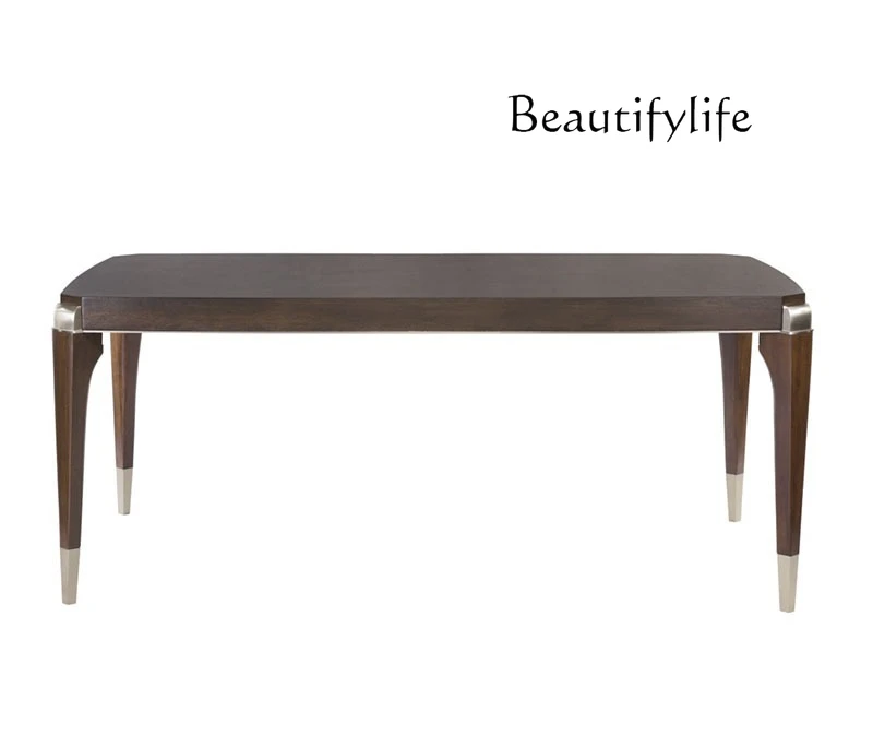 

American solid wood dining table and chair combination European black 6 people dining table 8 dining table modern simplicity