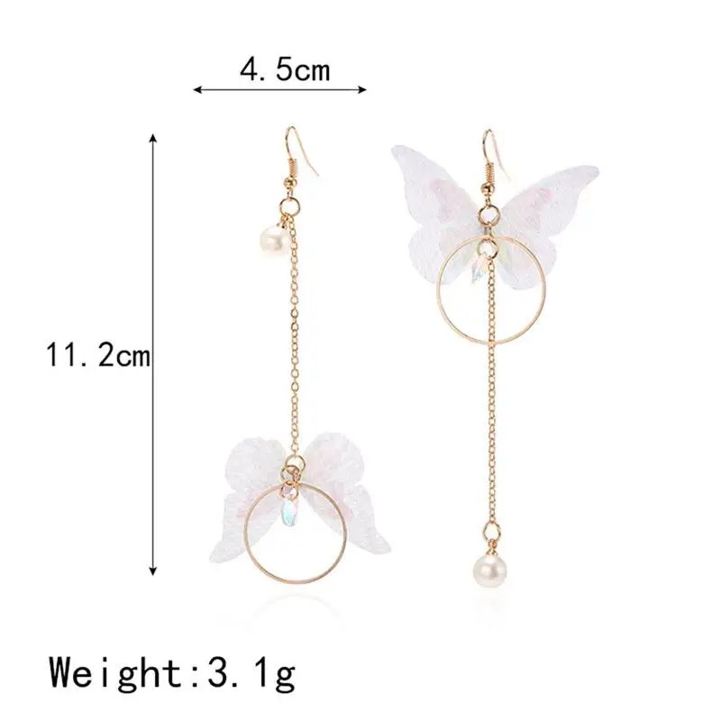 Dangle Drop Earrings Butterfly Elegant Asymmetric Earrings Pierced Earrings Fashion Butterfly Tassel Drop Earrings For Women