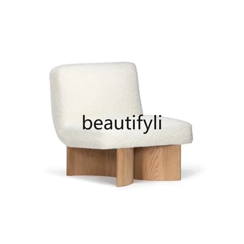 

Solid wood sofa chair medieval leisure modern simple household lamb wool single chair