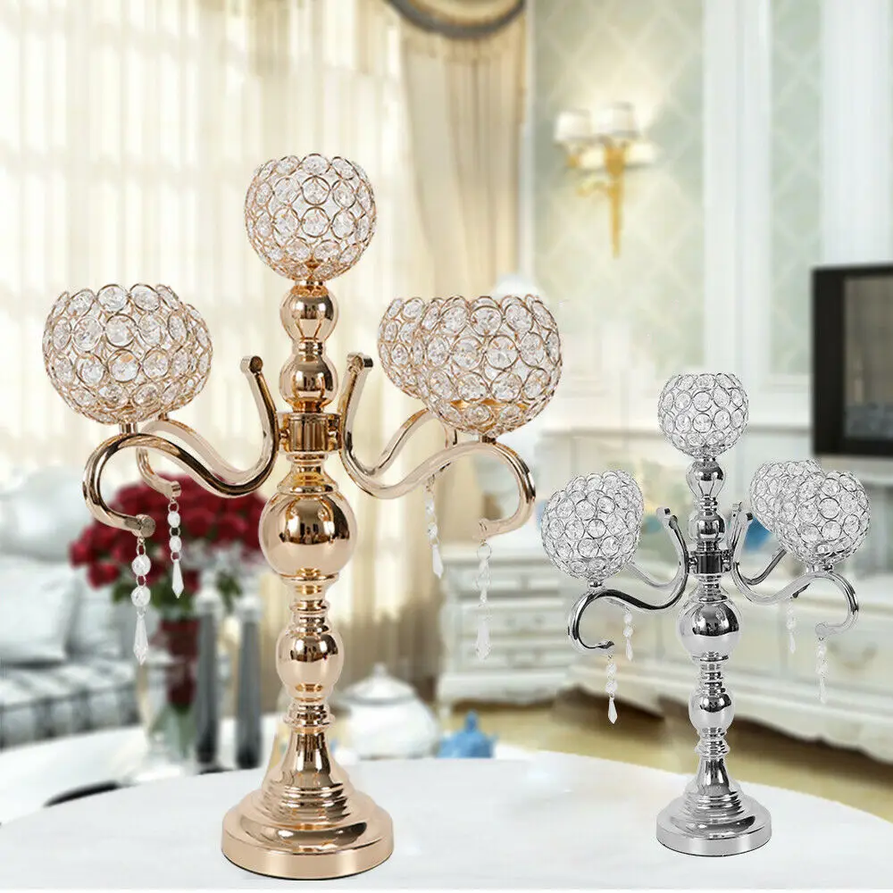 Gold And Silver Metal Candlesticks Flower Racks Vases Dining Table Centers Flower Racks Road Lead Wedding Decorations