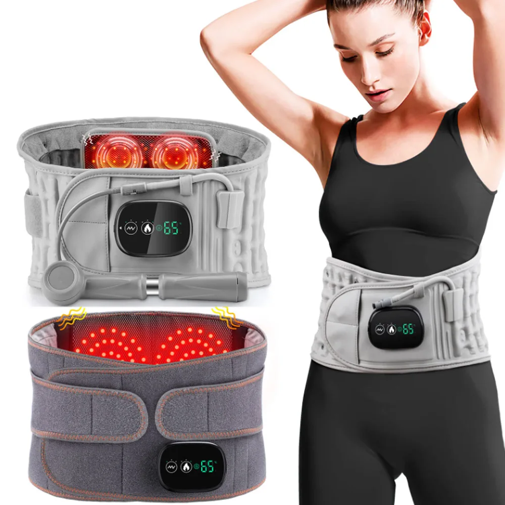 Electric Heating Vibration Waist Massager Wireless IR Hot Compress Pad Abdomen Lumbar Red Light Massage Belt Back Support Relax