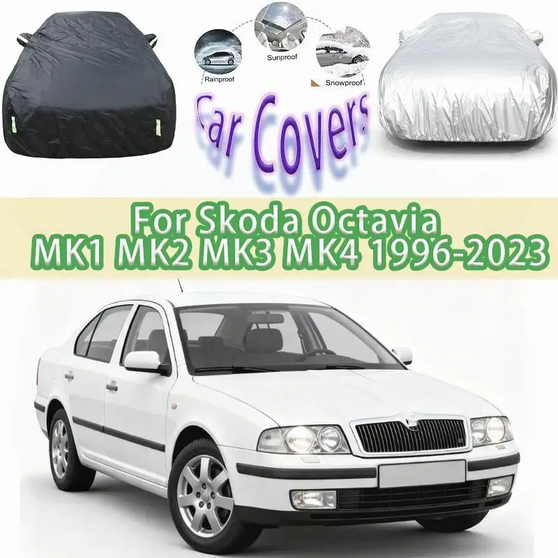 

For Skoda Octavia Covers 1996 2023 Outdoor Protection Waterproof Dustproof Full Snow Cover Sunshade Car Covers