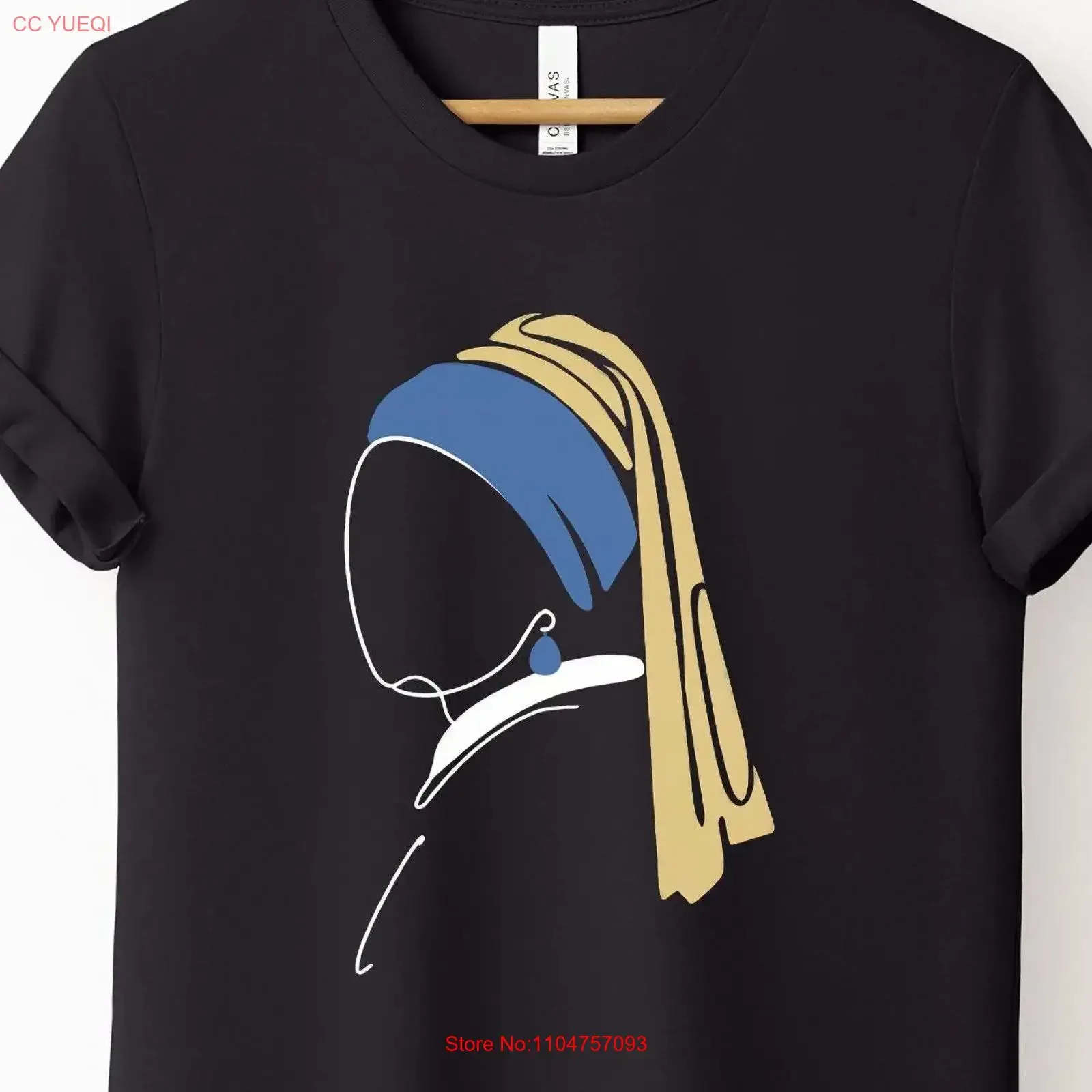 T shirt Famous Art The Girl with a Pearl Earring Painting for Lovers Minimalist Outfit vintage Washed Stretched Breathable