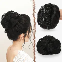 Claw Clip Messy Bun Hair Piece Hair Buns Black Brown Curly Wavy Hairpieces Updos Synthetic Chignon Hair Scrunchies Hair Bun Hair