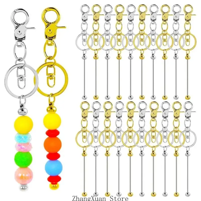 Blanko-Metall-Schlüsselanhänger für Perlen, 20-teiliges gold- und silberfarbenes Set mit abnehmbaren Enden, Spaltringen und – Detail 10