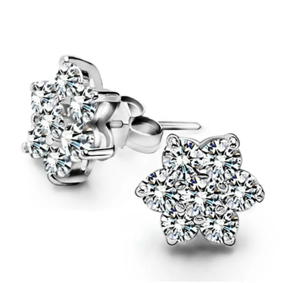 Real 2.8 Carat D Color Moissanite Flower Stud Earrings For Women Top Quality 100% 925 Sterling Silver Sparkling Wedding Jewelry