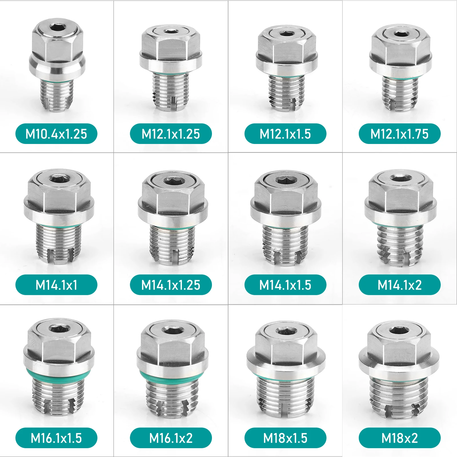 M12.1-1.25/1.5/1.75x15mm tappo di scarico olio Oversize Piggyback Kit di riparazione filettatura coppa olio autofilettante in acciaio inossidabile con O-Ring