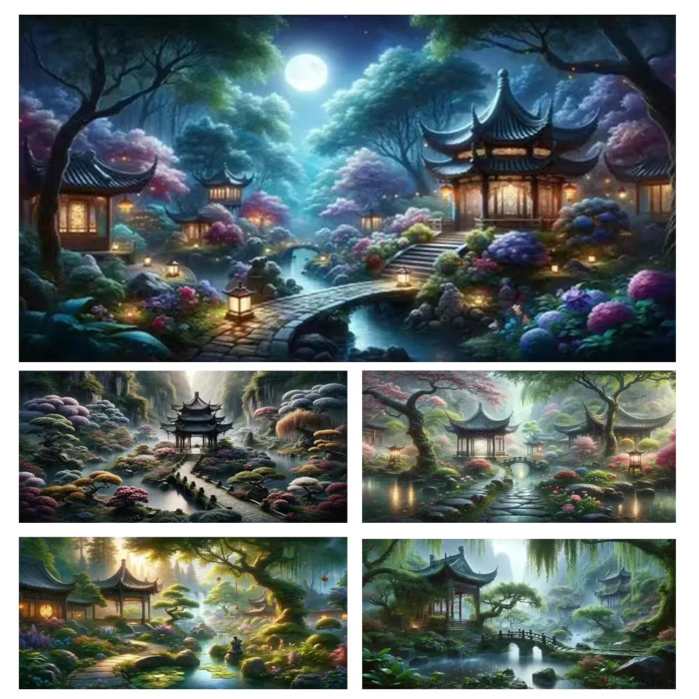 Natural Scenery Mysterious Forest 5D Large Diamond Painting Full Square Round Diamond Embroidery Mosaic DIY Cross Stitch Decor