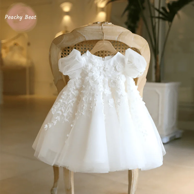 Fashion Baby Girl Princess Lace Dress Infant Toddler Child Short Sleeve Bow Vestido Party Birthday Baptism Eid Baby Clothes 1-5Y