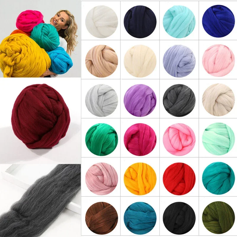 

1kg Super Chunky Wool Yarn Chunky Arm Knitting Arm Roving Crocheting Sewing Knitting Blanket Crochet Yarn Soft Giant Ball DIY