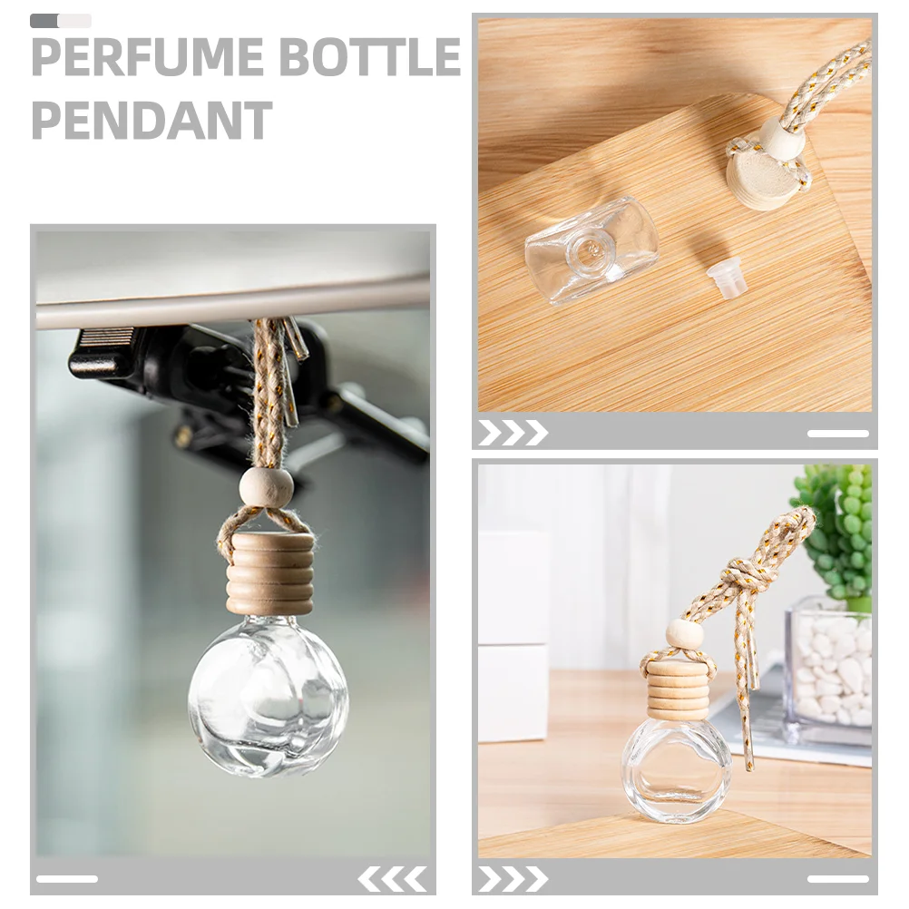 8Pcs Car Perfume Bottle Automotive Car Essential Oil Bottles Refillable Essential Oil Bottles Air Freshener Pendants Empty Glass