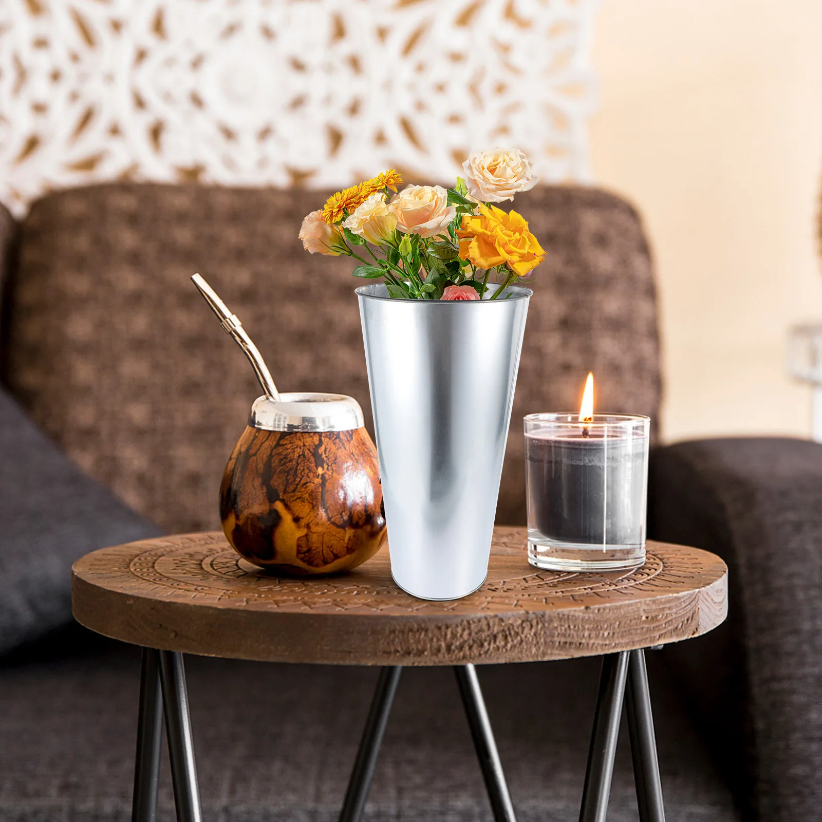 الحديد الفن زهرة دلو الزخرفية أسلوب بسيط ترتيب الأزهار الحاويات حامل زهور للمنزل مكتب شرفة سطح المكتب زهرية #4