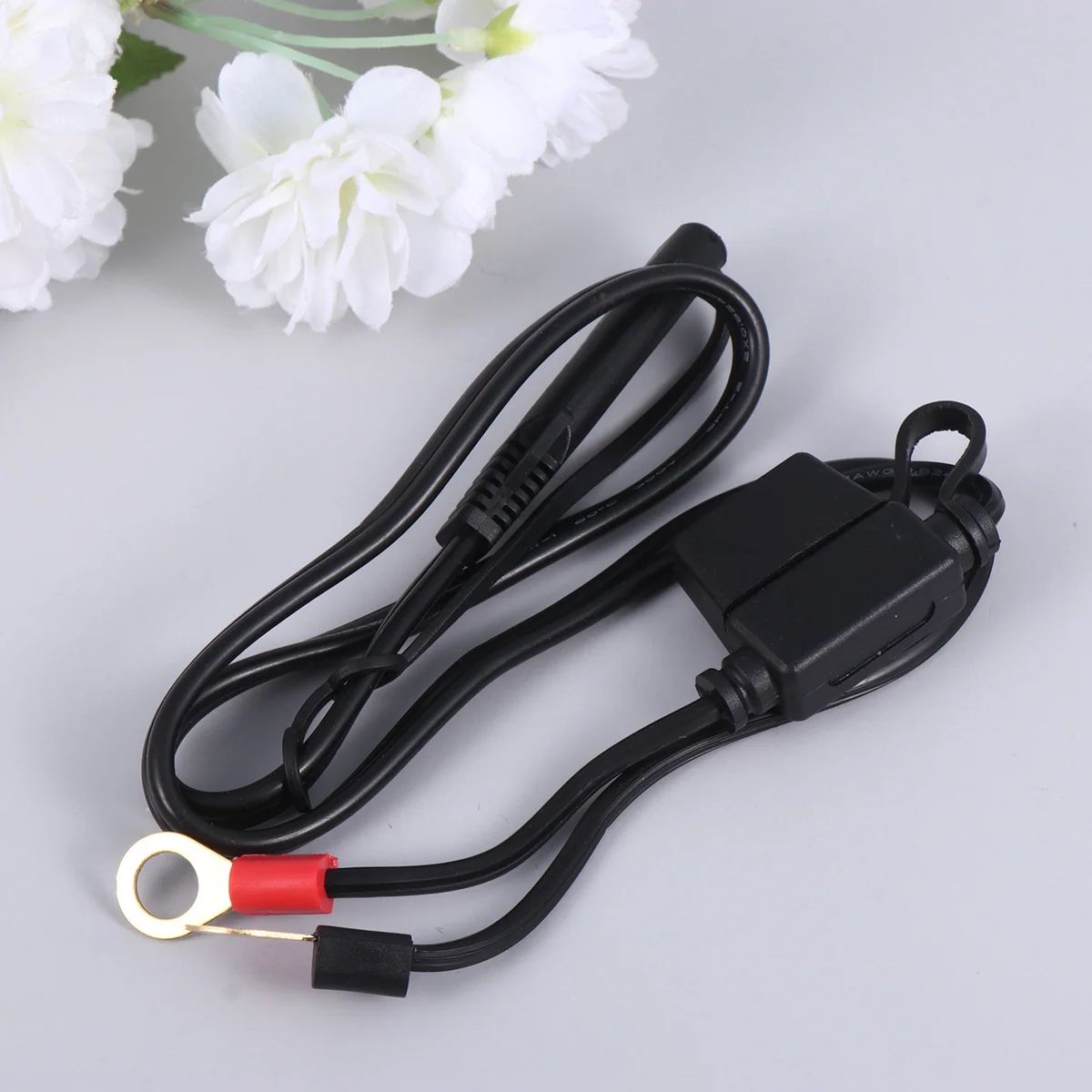 

Motorcycle Charging Cable 12V Black Durable Plastic Metal Material Outdoor Home Use Power String For Motorbike Charging