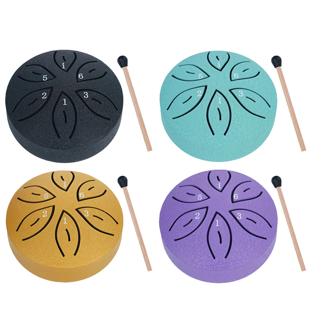 Mini Handpan Drum 3 Inches 6 Notes Steel Tongue Drum Rain Chime for Yoga Meditation Unique Gift with Drumsticks Percussion