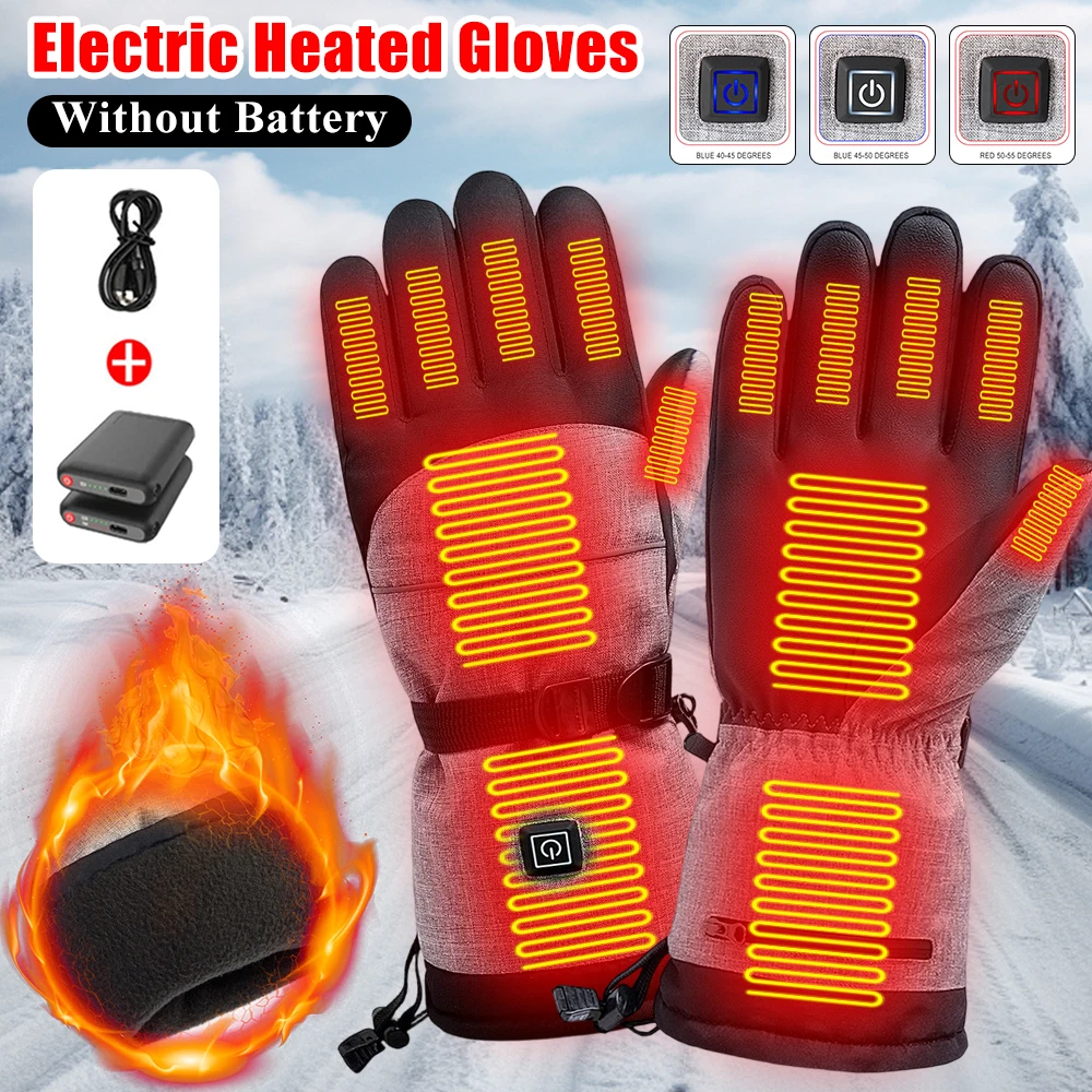 

Winter Electric Heated Gloves Waterproof Thermal Heating Gloves Electric USB Charging Heating Gloves For Climbing Hiking Skiing
