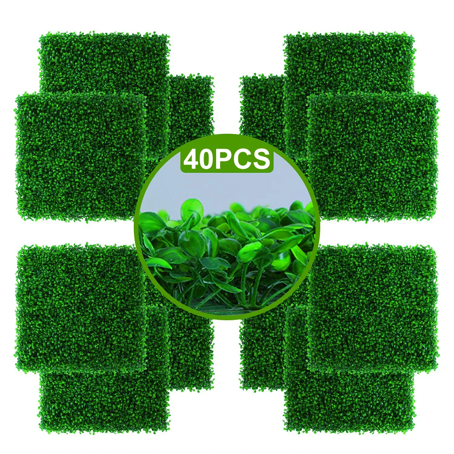 40pcs Artificial Plants Grass Wall Panel Boxwood Hedge Greenery UV Protection Green Decor Privacy Fence Backyard Screen Wedding