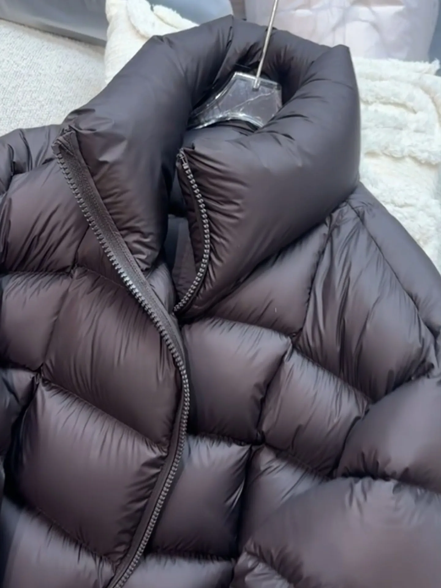 Kurtka puchowa damska Sli ort Puffer Jaet, czarna, puchowa, zimowa, modna, z wysokim stanem, długa, zapinana na zamek, ciepła, gruba...