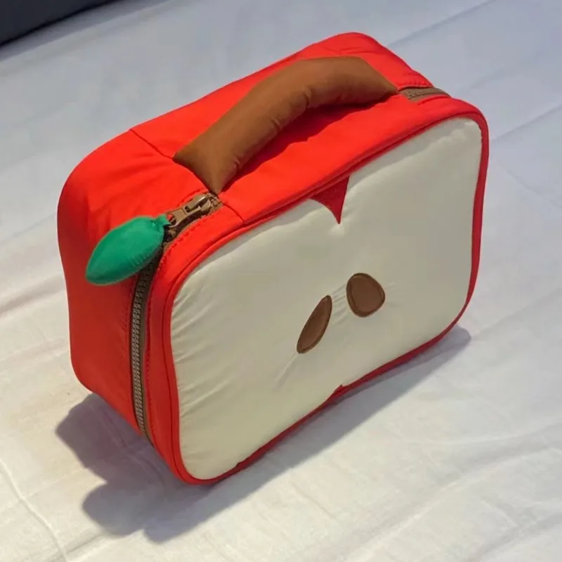 Apple Tote Bag Embroidered Y2K Storage Bag Japanese And Korean Makeup Bag Apple Nylon Zipper Storage Bag Portable Travel Bag New