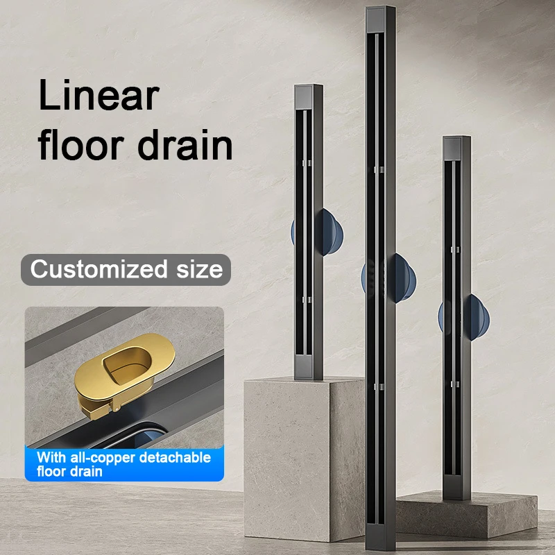 3.2cm Wide Floor Drain Stainless Steel Linear Narrow Shower Drain Anti-odor Bathroom Drains Copper Core Drainage